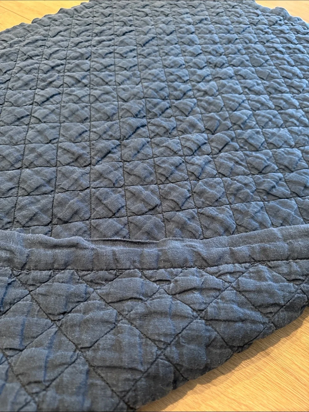 EUC Pottery Barn Kids Belgian Flax Linen Navy Toddler Quilt